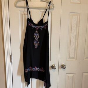 Elegant Black Maxi Dress with Colorful Patterns